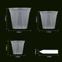 GREENPARA Transparent Plastic Planter 4/5 /6 inch Plant Nursery Pots with Drainage Hole Indoor Modern Decorative Containers for Plants, Herb, Flowers, and Cactus with 10pcs Plant Labels, 12pcs
