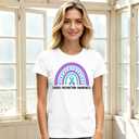 Womens Suicide Prevention Awareness Shirt Teal and Purple Ribbon Tee (White, S)