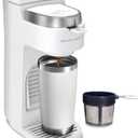 Hamilton Beach 47621 The Scoop Single Serve Coffee Maker & Fast Grounds Brewer for 8-14oz. Cups, Brews in Minutes, Next Gen, White