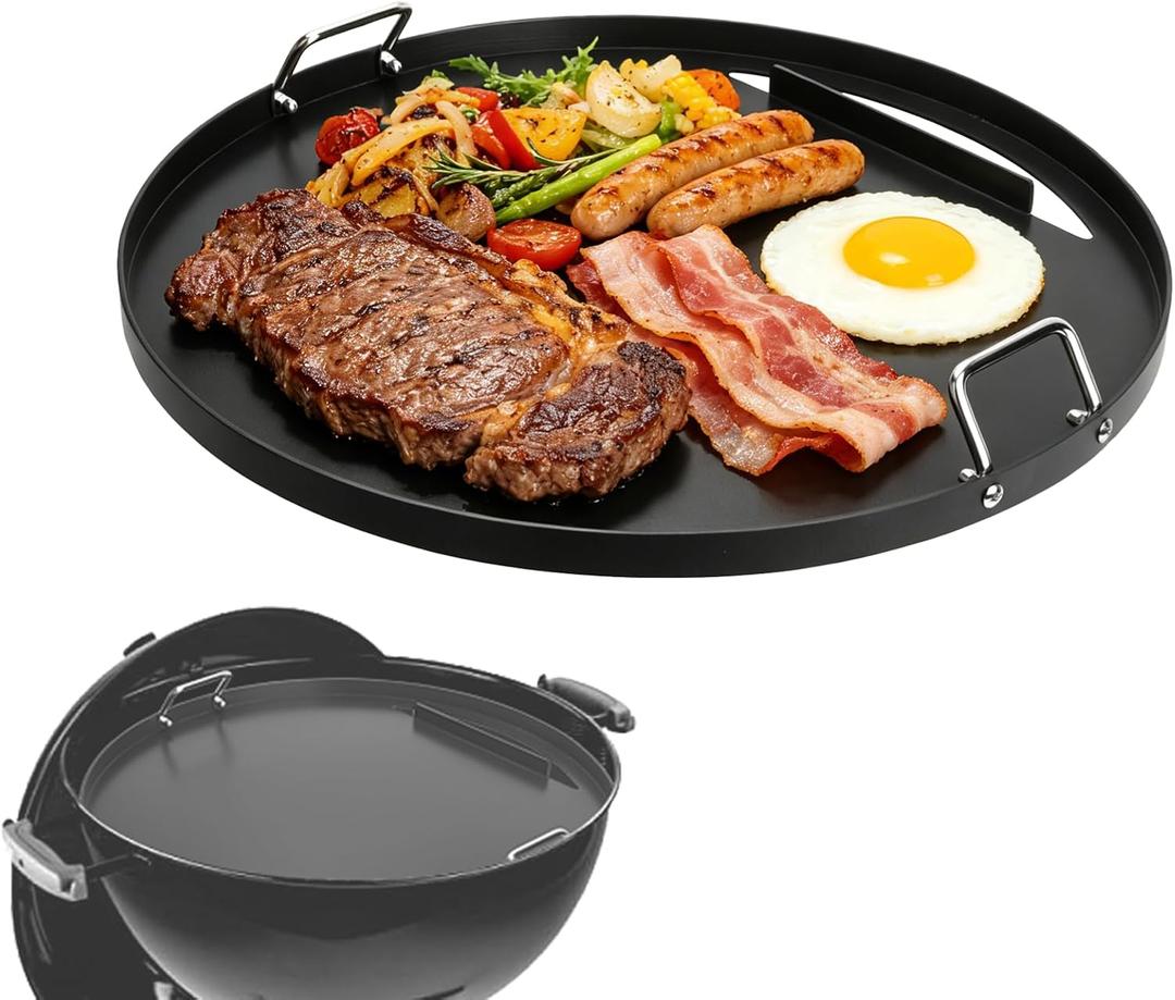 Full Size Griddle Insert for Weber 22 Inch Charcoal Grills Non-stick Flat Top Griddle for Weber 22" Original Kettle Master-Touch and Performer Deluxe Charcoal Grill and Most 22-Inch Round Grills