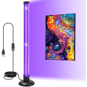 15W LED Black Lights, Vertical Standing Table Blacklight Fixture, 390-400nm, Desktop Led Black Light with Stand, 5FT Cord and Switch,Black Lights Party Supplies, 1pack