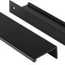 Peaha 10 Pack Kitchen Cabinet Handles 5 inch Black Pulls for Dresser Drawers Door Edge Finger Pull Aluminum Alloy Hardware (Hole Centers:5in(128mm))