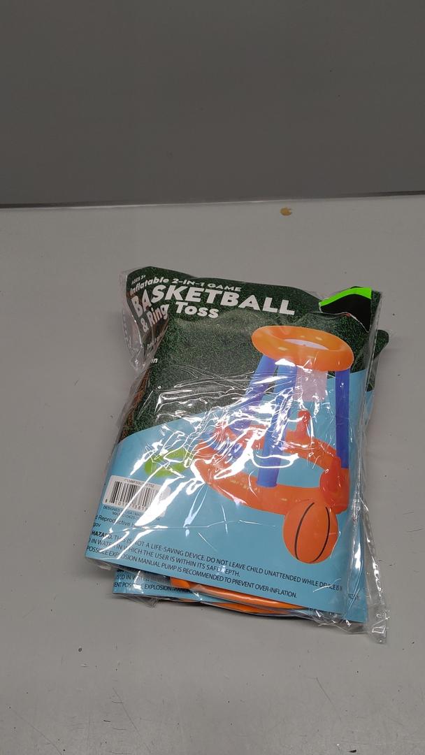 INFLATABLE 2IN1 GAME BASKETBALL & RING TOSS INFLATES TO 21.65 X 19.69 INCH  pack of 2
