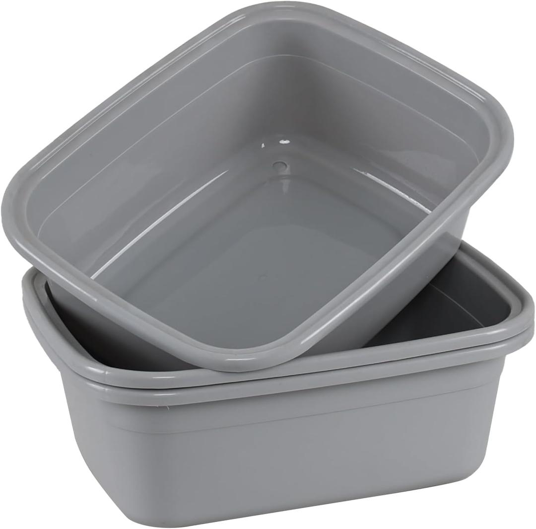 3 Packs 16 L Plastic Wash Basin Tub, Grey Kitchen Dishpan