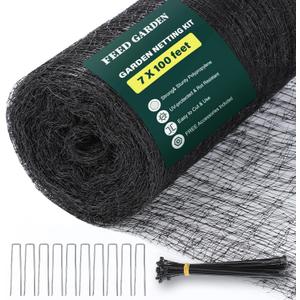 FEED GARDEN Deer Fence Netting Garden Netting Bird Netting - 7x100ft UV-Protected Garden Fence for Plant with 3/4" Fine Mesh - Includes 10 Stakes & 50 Zip Ties for Easy Installation