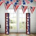 Patriotic Porch Sign 47" H 4th of July Door Decorations for Front Porch Wooden Red White Blue Vertical God Bless America Sign Outdoor Memorial Day Decorations for 250th Anniversary Outdoor