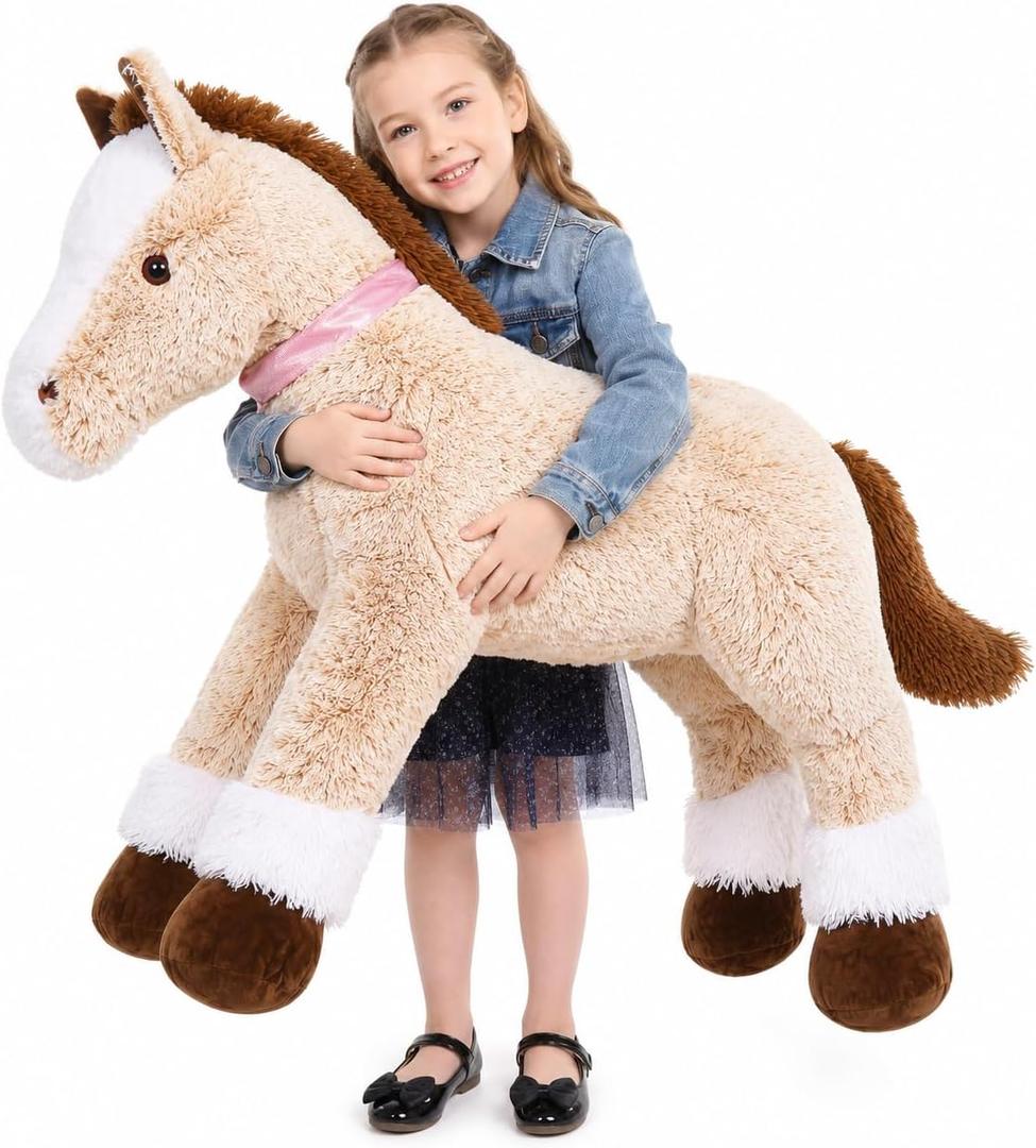 MaoGoLan Giant Horse Stuffed Animal, Large Horse Plush Toy for Girl Kid Boy, Realistic Stuffed Pony Plush Pillow for Mother's Day Birthday Gift Baby Shower Party Favor Decor, 47 inches, Brown