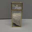 Makeup Brush Holder Organizer with Lid, Glass Cosmetic Make Up Brushes Container, Clear Makeup Tool Storage Box Cup with Pearls, Vintage Dustproof Vanity Decor for Countertop Desktop