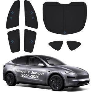 Wigoo 2025 Upgrade Tesla Model Y Juniper Side Window Sunshade [Ice-Crystal Cool, Suction No-Fall] Sun Block for Baby & Camping & Privacy Napping, 7PCS No Front Windshield for Model Y Juniper 2025-2026
