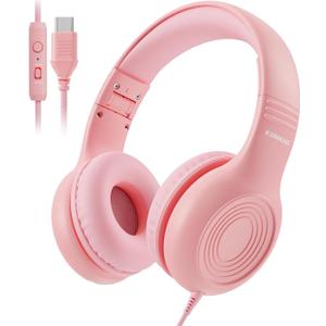 Upgrade USB Type C Kids Headphones, Wired Headphones for Kids with Microphone for Boys Girls, Adjustable 85dB/94dB Volume Limited (Pink) Upgrade USB Type C Kids Headphones, Wired Headphones for Kids with Microphone for Boys Girls, Adjustable 85dB/94dB Volume Limited (Pink)