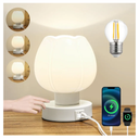 Bedside Table Lamps Touch Dimmable with USB Ports and outlets Charging Station, Desk Small Nightstand Lights for Bedroom Living Room Office Reading Home Decor Gifts LED Warm Bulb Included