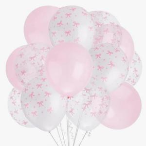 48pcs Pink Bow Balloons Bow Party Decorations for Girls Women Pink Bow Birthday Decorations Baby Shower Bridal Wedding Bachelorette Party Supplies