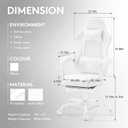 White Gaming Chair,Computer Office Chair with Footrest,Massage Lumbar Support and Gel Pad,Ergonomic Reclining Adjustable Leather Gamer Chair with Headrest and Spring Cushion White, 27.5 inches x 27.5 inches x 47 inches