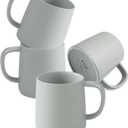 T-WARE 16 Oz Coffee Mugs, Matte Light Grey Mug Set of 4, Ceramic Mugs Coffee, Solid Color Coffee Cups Ceramic