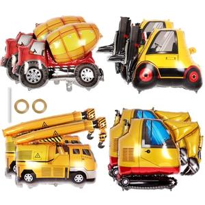 TOATOM 8 Pcs Construction Balloons, Large Foil Car Balloons, Excavator Truck Forklift Mixer Crane Vehicles Balloon for Construction Vehicle Car Themed Birthday Party Supplies