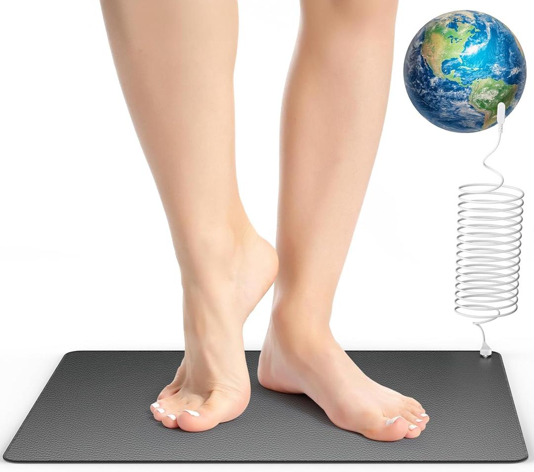 Grounding Mat for Feet,Sleep, Energy, Pain Relief, Inflammation, and Wellness  Indoor Earthing Mat for Home, Office, and Work  15-Foot Cord Included (23.6" x 15.7")
