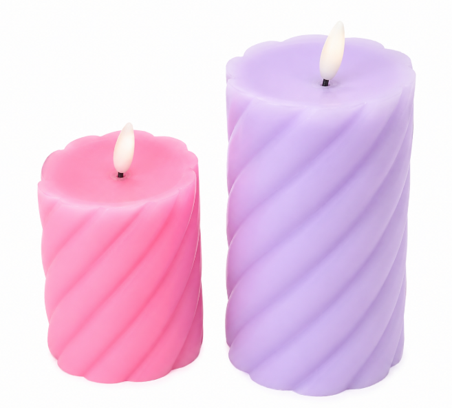 Core Home Flameless LED Wavy Taper Candles - Purple, Pink