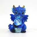 Dragon Statue Resin Dragon Figurine with Colorful Lights Crystal Ball Light Home Living Room Desk Office Festival Decorations (Blue)
