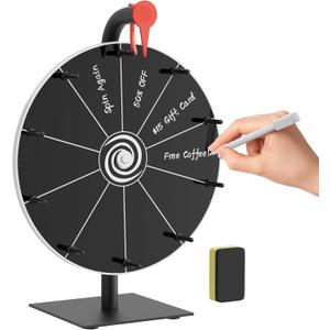 12 Inch 10 Slots Prize Wheel Spinner with Stand, Spinning Wheel for Prizes with Dry Erase Marker & Eraser, Portable Spin Wheel of Fortune Game Roulette Wheel for Home Parties, Carnival, Trade Show