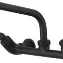 BWE Wall Mounted Kitchen Faucet Matte Black Two Handles Kitchen Faucet with 8 Inch Swivel Spout 8" Center Commercial Sink Faucet for Kitchen Utility Laundry Restaurant Mixer Tap