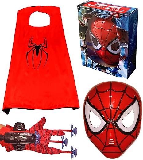 Ajmqs Kids Superhero Capes and LED Masks - Superhero Toys and Costume- Hero Launcher Wrist Toy Set Web Launcher Role Play Toy