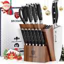 BRODARK Kitchen Knife Set: Full Tang 15 Pcs Professional Chef Knife Set with Sharpener, Razor-sharp Knives Set for Kitchen, German Stainless Steel Knife Block Set, Steel-king Series for Christmas Gift