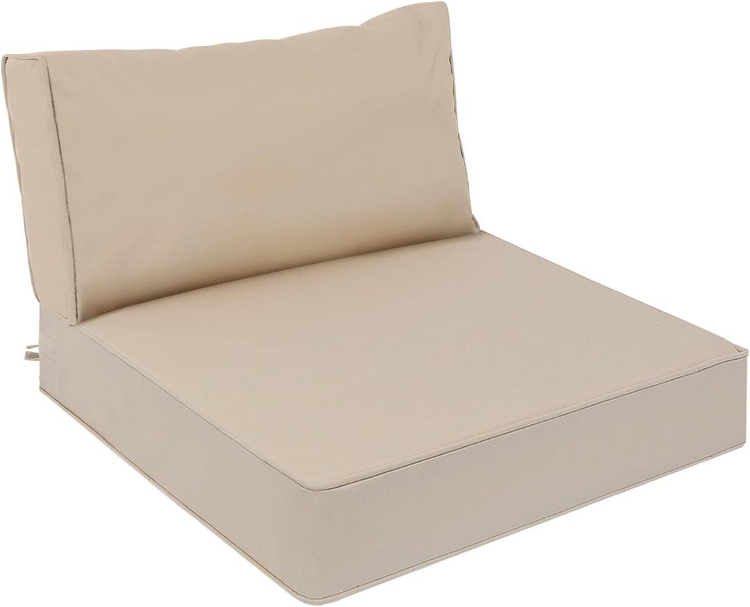 AAAAAcessories Outdoor Deep Seat Cushions for Patio Furniture, Waterproof Replacement Patio Chair Cushions, 24 x 24 x 5 + 24 x 13.5 Inch, Beige