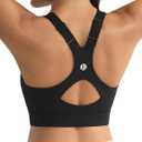 RUNNING GIRL Sports Bra for Women,Adjustable Straps Supportive High Impact Sports Bra with Sewn in Pads (Black, L)