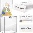 Teling 101 Pcs Tall Acrylic Donation Box with Lock and Sign Plate 7 x 5 x 8 Inches Safe Suggestion Box with Raffle Tickets Cards for Raffle, Money, Voting, Charity, Suggestion (Clear)