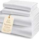 LANE LINEN 100% Egyptian Cotton King Size Sheets Set, Soft & Comfy Luxury Hotel Style Thick Deep Pocket King Sheet Set, No Pill Natural Cooling Elegant Jaquard Swiss Dot White Sheets