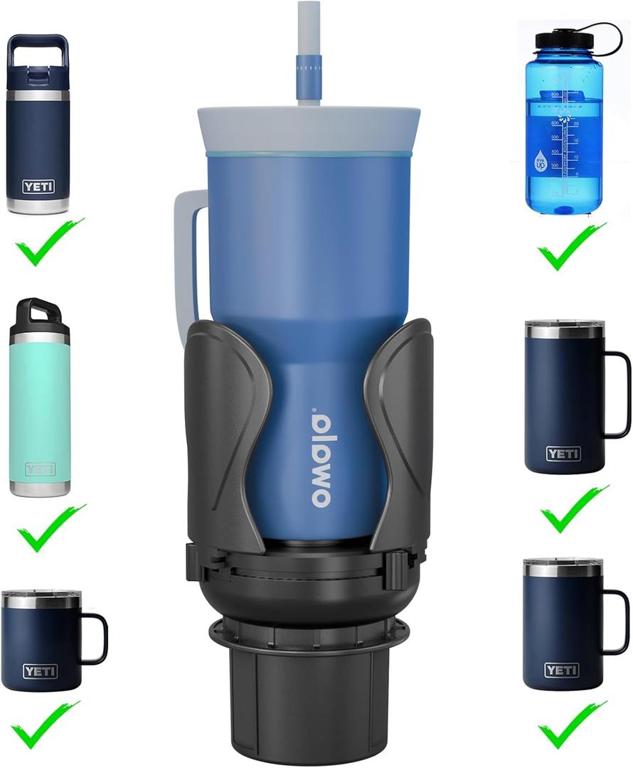 Car Cup Holder Expander, Cup Holder Extender Adapter with Expandable Arm and Adjustable Base, Compatible with Yeti Ramblers, Hydro FlasksStanley, Owala Most Coffee Mugs Bottles & Cups