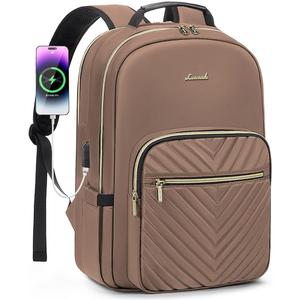 LOVEVOOK Laptop Backpack for Women 15.6 inch,Cute Womens Travel Backpack Purse,Professional Laptop Computer Bag,Waterproof Work Business College Teacher Bags Carry on Backpack with USB Port,Brown