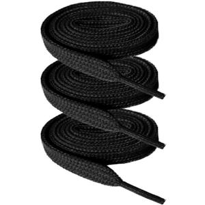 Flat Shoe laces 52" Lengths 5/16" Wide Shoelaces for Athletic Tennis Sneakers (Black)