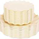 LIYH 50 Pcs Beige Plastic Plates Reusable Unbreakable Dinner Plates Scalloped Plastic Plate Dishwasher Safe Ivory Plate Sets Perfect for Parties Birthday Picnics BPA Free (25Guests)