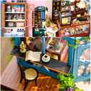CUTEBEE Dollhouse Miniature House with Furniture, DIY Dollhouse Kit with Dust Proof, Music Movement, 1:24 Scale Creative Room for Gift for Family (Rose Garden Tea House)