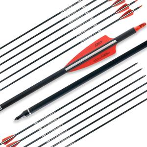 28" inch Carbon Arrow Practice Hunting Arrows with Removable Tips for Compound & Recurve Bow(Pack of 12) , (Red&White)
