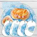 96Pcs Winter Snowflake Birthday Party Decorations Blue Frozen Birthday Paper Plates and Napkins Sets Winter Wonderland Decorations for Girls Princess Christmas Baby Shower Holiday Supplies Serves 24