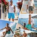 7 Inch Men Swim Trunks with Compression Breathable Liner Quick Dry Zipper Pockets for Pool Board Beach Cruise