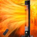 1500W Outdoor Heater,Patio Heater with Remote, 3 Heat Levels, 24H Timer, Carbon Fiber Heating Tube, Tip-Over & Overheat Protection, Electric Space Heaters for Indoor,Outdoor,Garage,Backyard