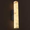 Bronze Alabaster Wall Sconces, 20" Natural Marble Wall Sconce, Hardwired Black Wall Sconces Indoor, Stone Wall Sconce Dimmable, Alabaster Wall Lamp for Living Room, Bathroom, Bedroom, Stair-Upgraded