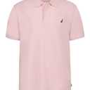 Nautica Boys' Short Sleeve Anchor Polo, Button Closure, Soft & Comfortable, Pique Fabric, Pale Pink, 14-16