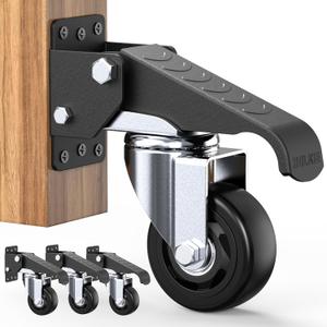 Heavy Duty Workbench Casters 3 Inch Retractable Casters with Lifting and Lowering Function 360 Rotation Ideal for Workbenches or Other Equipment Maximum Load of 1100 lbs