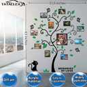 3D cat photo frame tree acrylic three-dimensional wall stickers, punch-free removable vinyl wall stickers, used for living room and bedroom decoration(Black + black leaves)