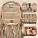 FLUFYMOOZ Ponytail Extension, 26 Inch Drawstring Ponytail Hair Extensions for WomenLong Curly Wavy Ponytail Natural Wavy Synthetic Hairpiece for Women Daily Use party (26 Inch Medium Chocolate Brown)