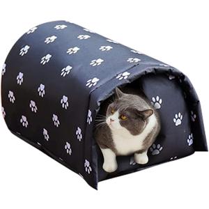 YOMEESOUL Outdoor Feral Cat House Winter, Weatherproof Waterproof Rainproof Foldable Cotton Filled Thicken Stray Feral Cats Dogs Tent Shelter Home Keep Warm Outdoor Indoor Garden (Large - 3 Cats)