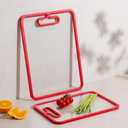 2Pcs Red Glass Cutting Board for Kitchen, Tempered Glass Chopping Board with Non-Slip Edges, Dishwasher Safe Clear Cutting Board Set, Heat & Shatter Resistant, 15"11" & 13"9"