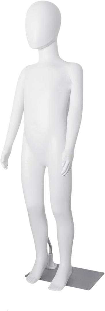 Kids Mannequin Full Body, Child Dress Form 43.3 Inches Adjustable Faceless Mannequin Torso, Realistic Detachable Manikin Body Display with Metal Base for Children, White Child 43.3 Inches