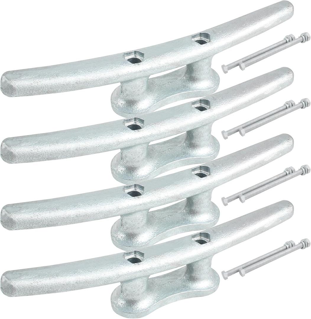 Dock Cleats 4/6/8/10 inch (4 Sizes), Boat Cleats with Hardware, Boat Dock Cleats Rope Cleats, Ideal for Boat Deck Yacht Kayak Dock or Home Decoration2, 5, 4, 6,10 Pack (Silver)