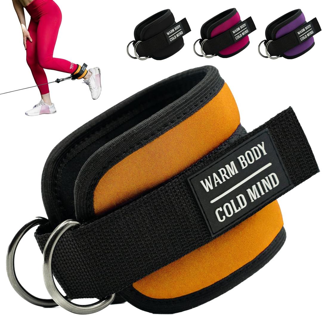 WARM BODY COLD MIND Adjustable Ankle Straps for Cable Machines Men and Women, for Gym, Weightlifting, Fitness, Workouts, Functional Trainers