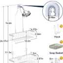 YASONIC Shower Caddy Hanging, Never Rust Shower Organizer Hanging, Aluminum Shower Racks for Inside Shower with Hooks for Razor, Bathroom Organizers and Storage with Soap Holder, White